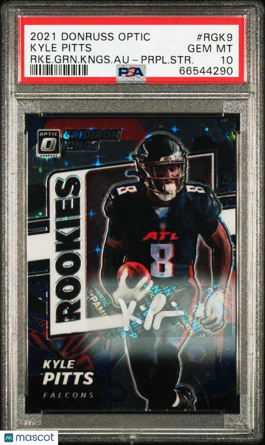 2021  Optic Rookie Gridiron Kings Autographs Kyle Pitts #RGK9 RKE. . /25 PSA 10