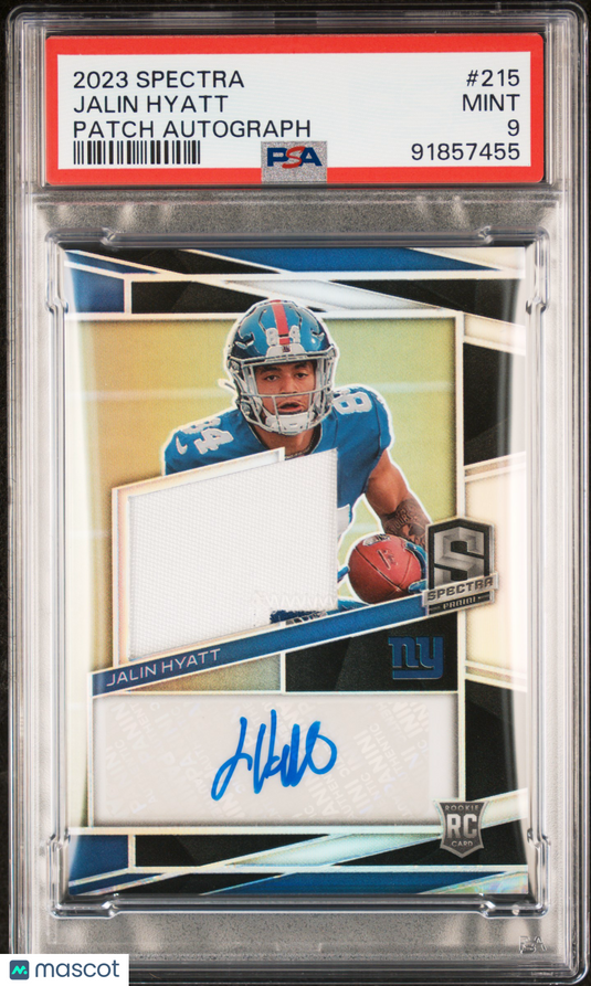 2023 Panini Spectra Jalin Hyatt #215 Patch Autograph PSA 9