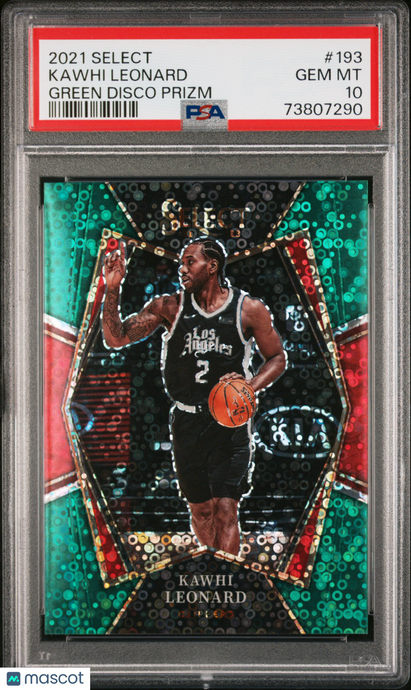 2021 Panini Select Kawhi Leonard #193 Green Disco Prizm Pop 1 /5 PSA 10
