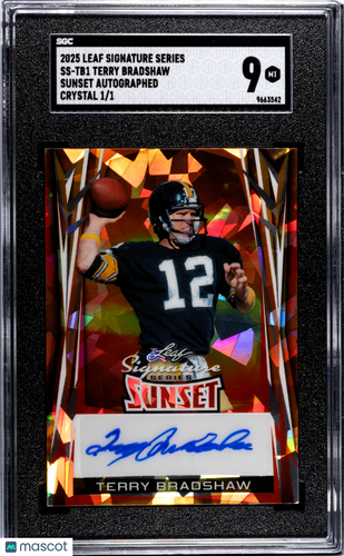 2025 Leaf Signature Terry Bradshaw #SS-TB1 Sunset Autograph Crystal  SGC 9