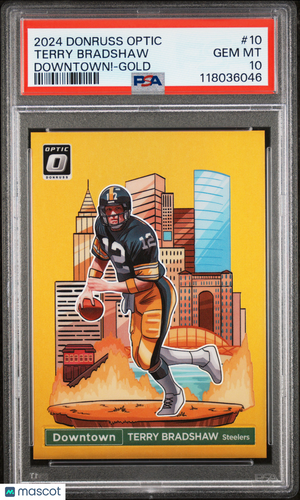2024 Panini Donruss Optic Downtown! Terry Bradshaw #10 Gold Pop 2 PSA 10