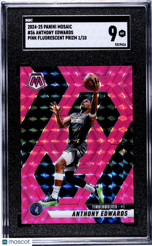 2024 Panini Mosaic Anthony Edwards #36 Pink Fluorescent Prizm /10 SGC 9