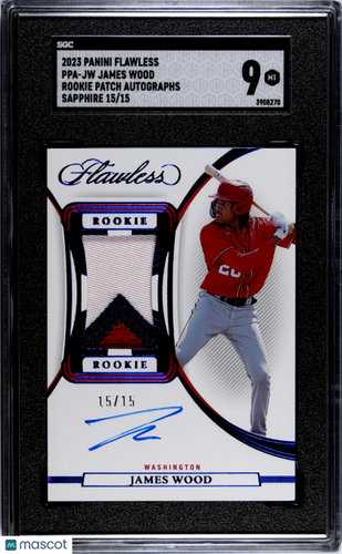 2023 Panini Flawless James Wood #PPA-JW Rookie Patch Autos. Sapphire SGC 9