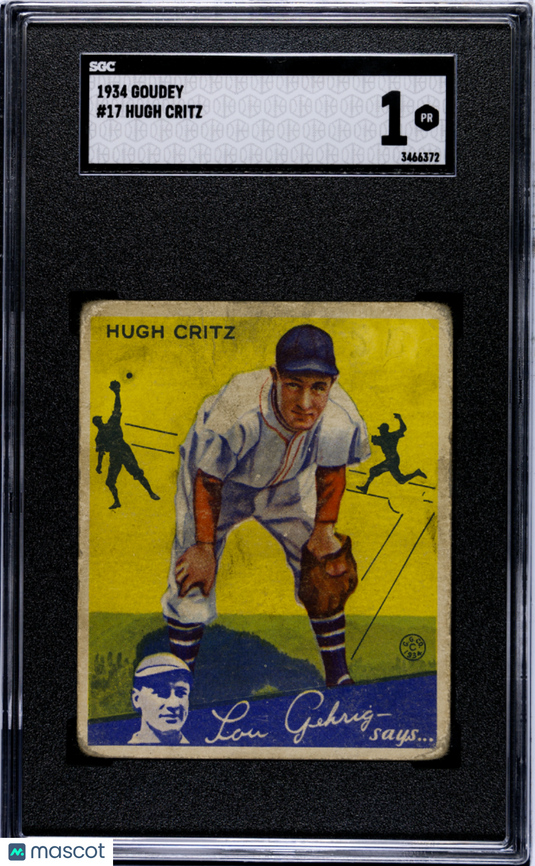 1934 Goudey Hugh Critz #17 SGC 1