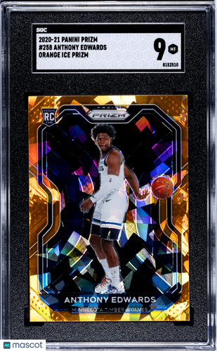 2020 Panini Prizm Anthony Edwards #258 Orange Ice SGC 9