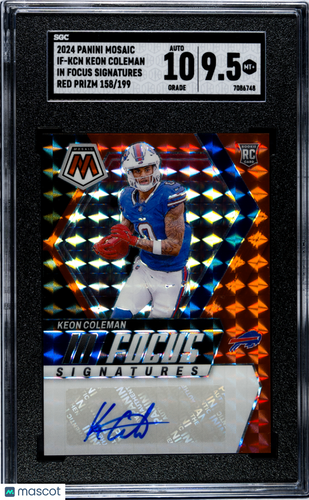 2024 Panini Mosaic Keon Coleman #IF-KCN Focus Sigs. Red Prizm /199 SGC 9.5