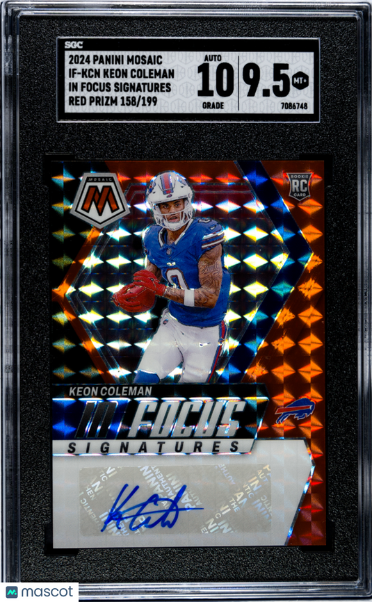 2024 Panini Mosaic Keon Coleman #IF-KCN Focus Sigs. Red Prizm /199 SGC 9.5
