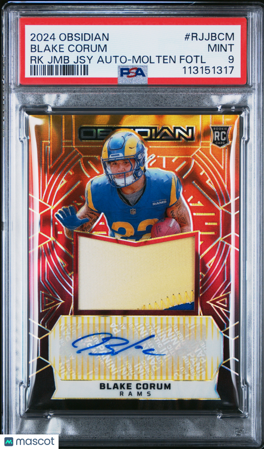 2024 Obsidian Rookie Jumbo Jersey Auto Blake Corum #RJJBCM RK JMB Jsy Fotl PSA 9